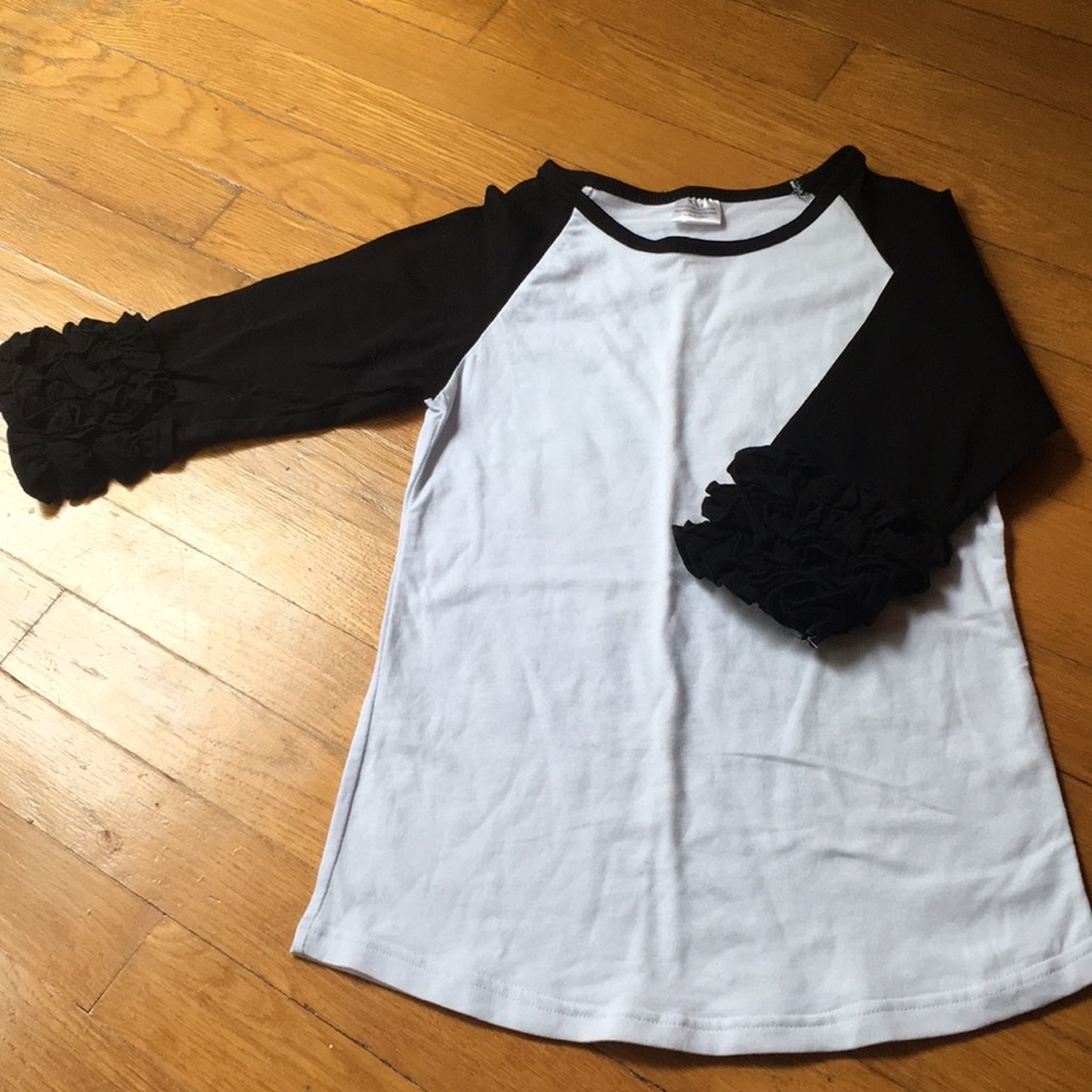 Girls Ruffle Sleeve Baseball Shirt